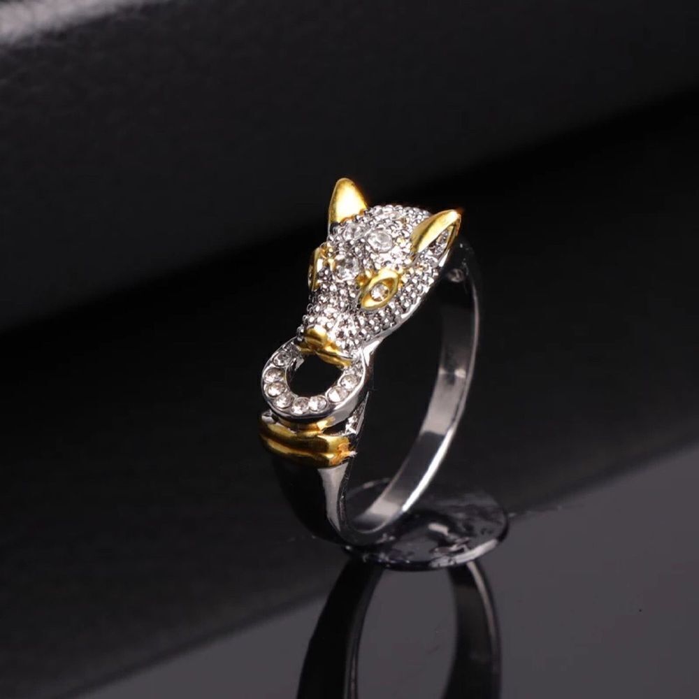 💎A087💎 *NEW SILVER PLATED DIAMOND LEOPARD HEAD RING - Picture 2 of 6